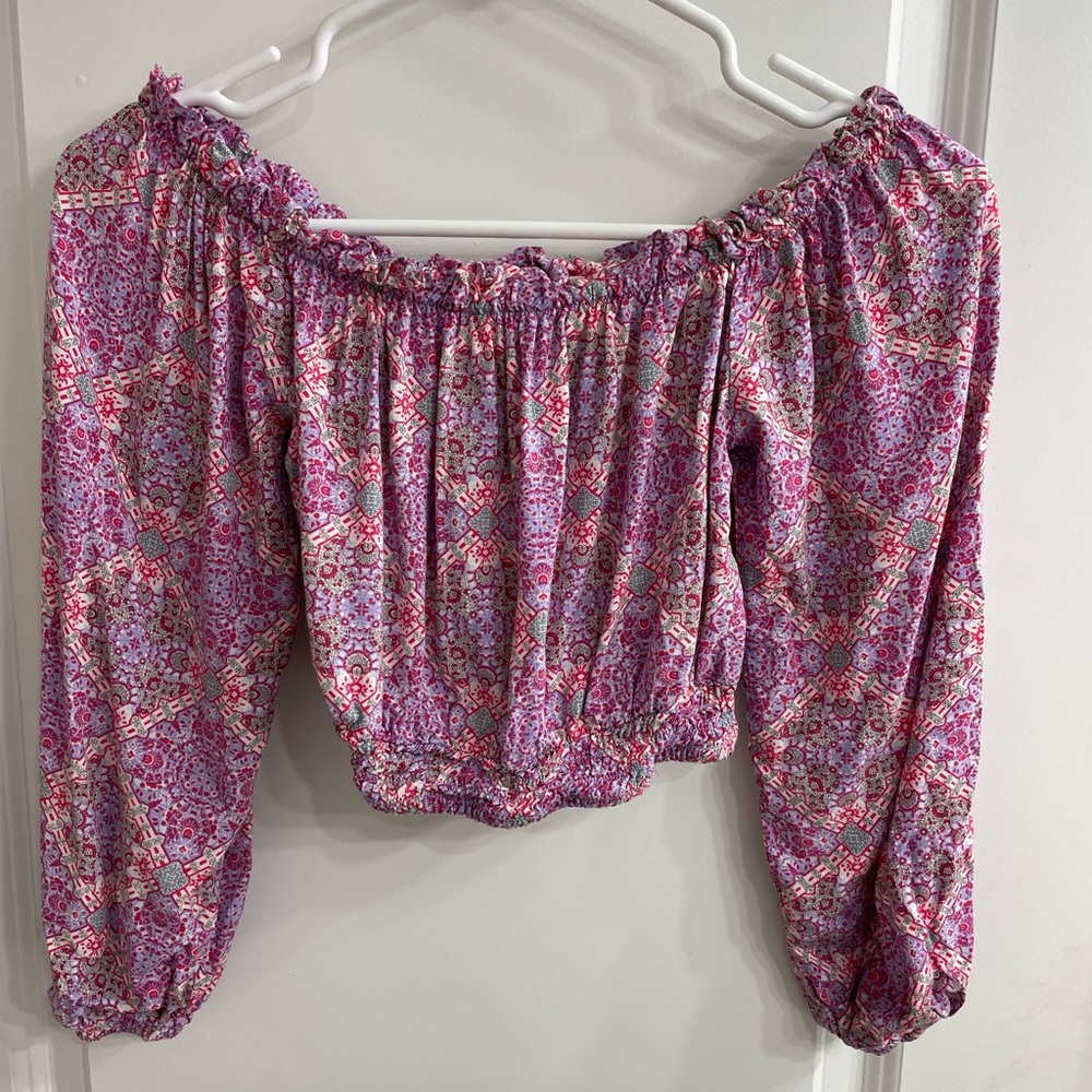 Juniors paisley peasant crop top size xs